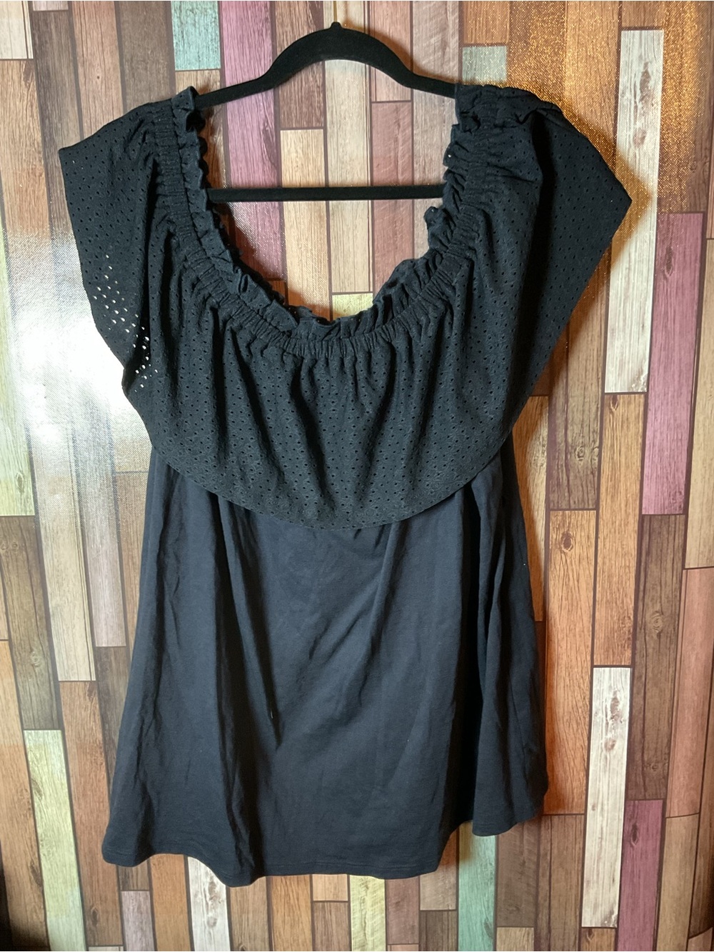 Lane Bryant Black Off Shoulder Top Crochet Lace Women’s Size 18/20